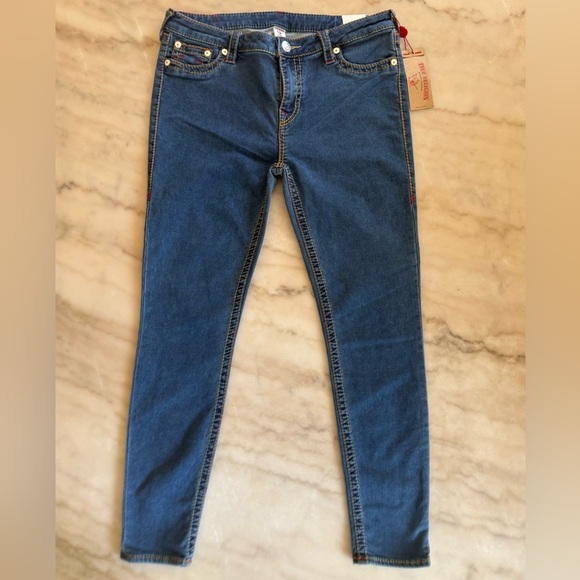 NWT True Religion Women's Blue Skinny Jeans size 34 - Picture 1 of 15
